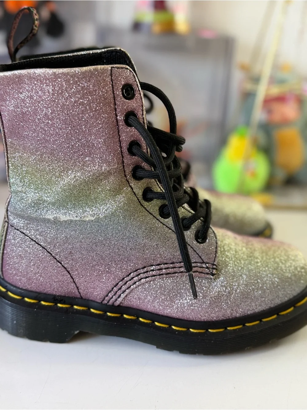 Dr. Martens Iridescent Glitter Lace-Up Ankle Boots